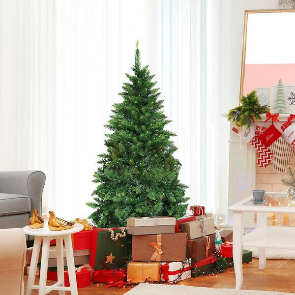 Costway 5 ft. Pre-lit PVC Artificial Half Christmas Tree