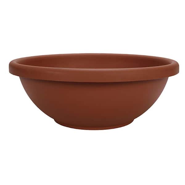 18 in. Brown Plastic Garden Bowl Planter Pot (4-Pack)