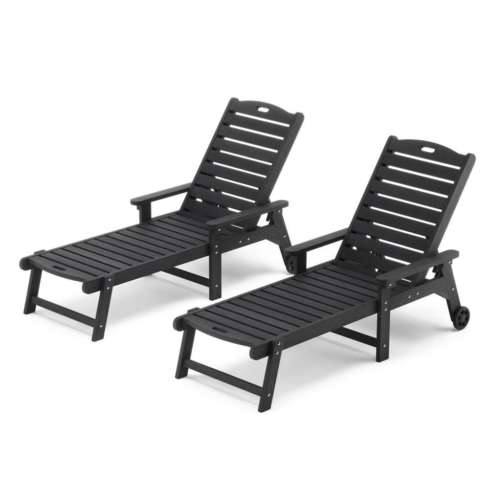LUE BONA Helen Black Recycled Plastic Ply Adjustable Outdoor Reclining