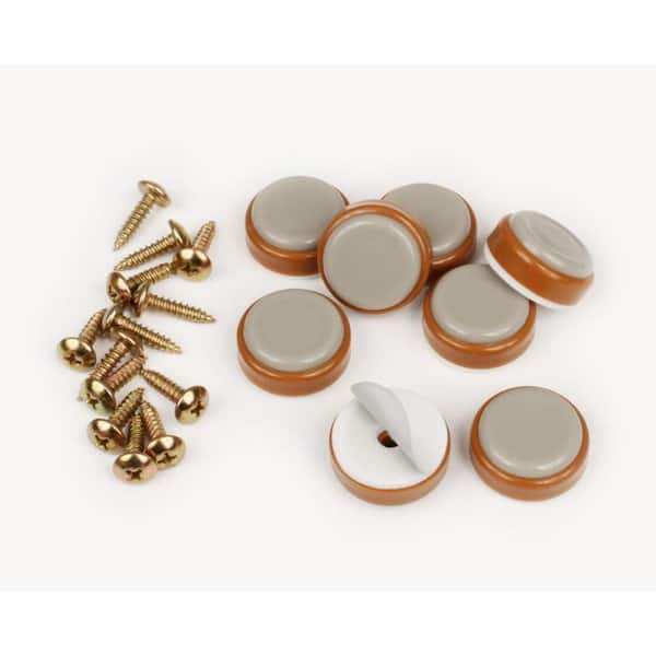 1 in. Round Caramel Color Self Stick or Screw On Floor Protector Chair Glides/Slider Feet (Set of 8)