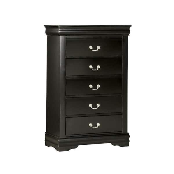 Black and Nickel 5-Drawers 31.5 in. Dresser Without Mirror