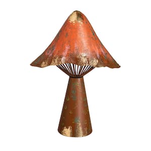 12 in. Terracotta Metal Mushroom Statuary
