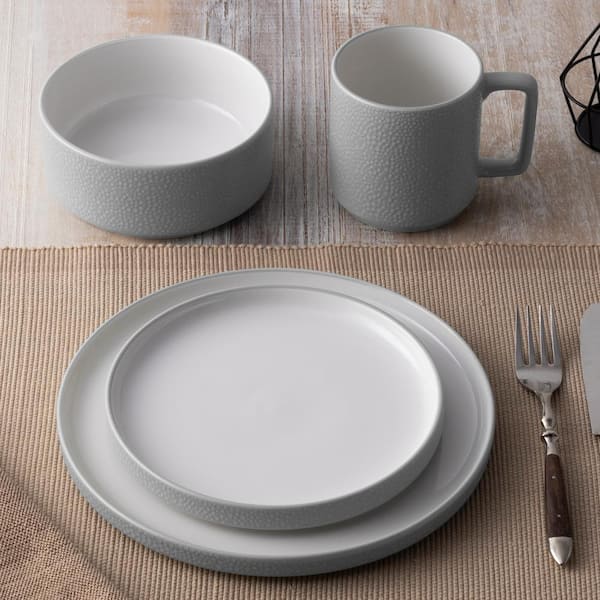 Colortex Stone Gray 16 oz. Porcelain Mugs, (Set of 4)