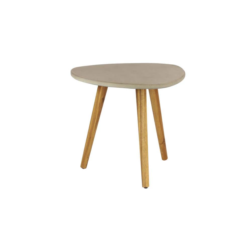 Gray Triangle Acacia Wood Outdoor Accent Table