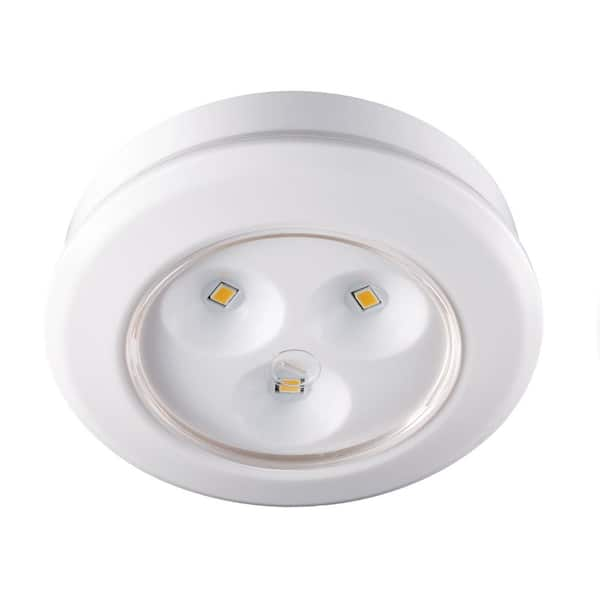 PRIVATE BRAND UNBRANDED 3 in. Round White LED Battery Operated