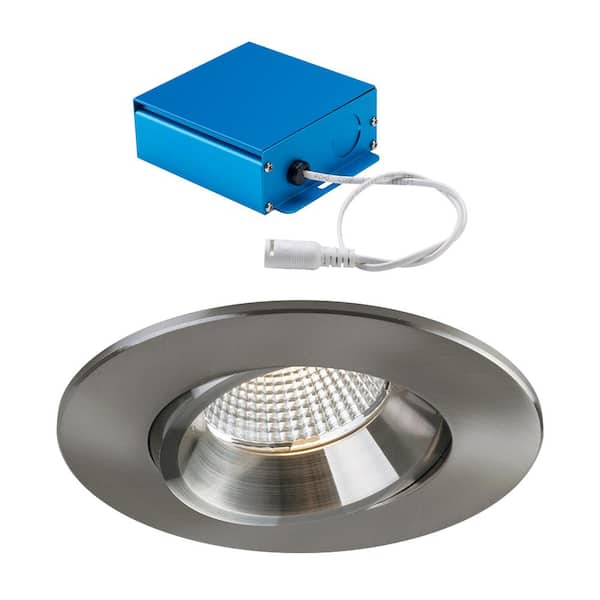 Liteline SPEX Lighting - 4-in. Selectable CCT5 New Construction Canless Integrated LED Brushed Nickel Trim Gimbal Fixture