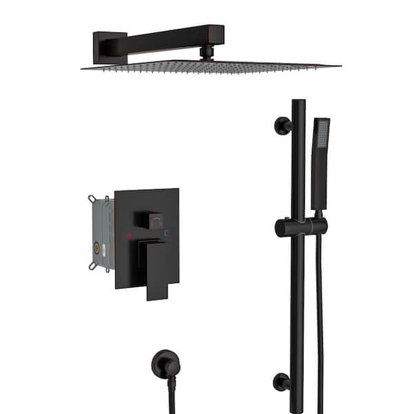 Unbranded Single Handle 1-Spray Shower Faucet 1.8 GPM with Pressure Balance and Slide Bar in. Oil Rubbed Bronze(Valve Included)