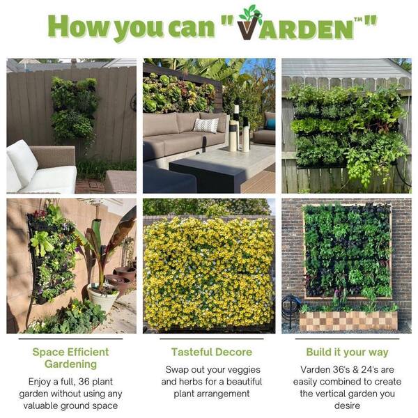 Living Jardinière Vertikaler Wandpflanzkasten – 1x1 M, 24 Taschen, Für Außenbereich, Grün