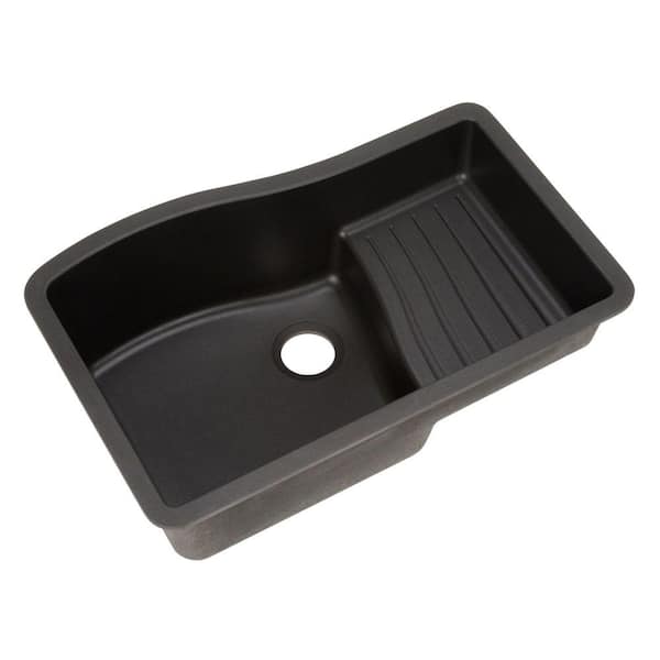 Swan Ascend Undermount Granite 32 in. 0-Hole Single Bowl Kitchen Sink in Nero