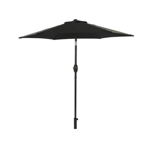 Unbranded 7.5 ft. Black Outdoor Patio Umbrella Flip Market Umbrella with Crank and LED Light.