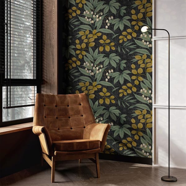 Persephone Charcoal and Ochre Wallpaper