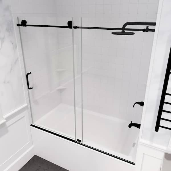 Sally Bathroom Accessories Sets Frameless Showerroom Bathtub Matt Black  Sliding Glass Shower Door - China Shower Door, Glass Door