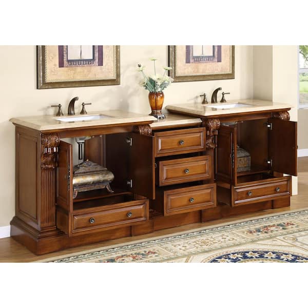 Silkroad Exclusive 40 in. W x 22 in. D Vanity in Dark Espresso with Stone  Vanity Top in Travertine with White Basin HYP0703TUWC40 - The Home Depot