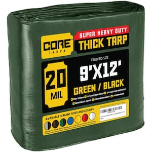 9 ft. x 12 ft. Green/Black 20 Mil Heavy Duty Polyethylene Tarp, Waterproof, UV Resistant, Rip and Tear Proof