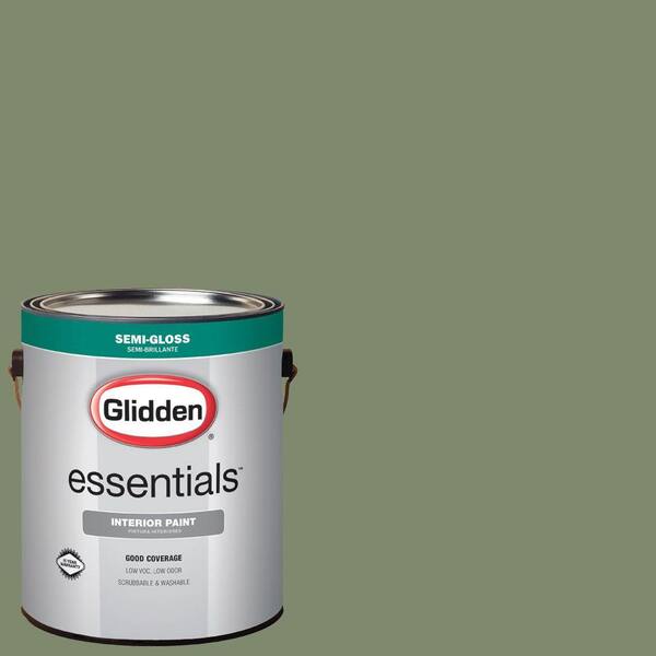 Glidden Essentials 1 gal. #HDGG51D Army Fatigue Green Semi-Gloss Interior Paint