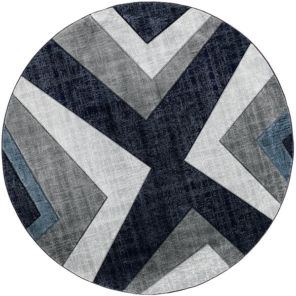 Bristol Zine Navy 7 ft. 10 in. x 7 ft. 10 in. Round Rug