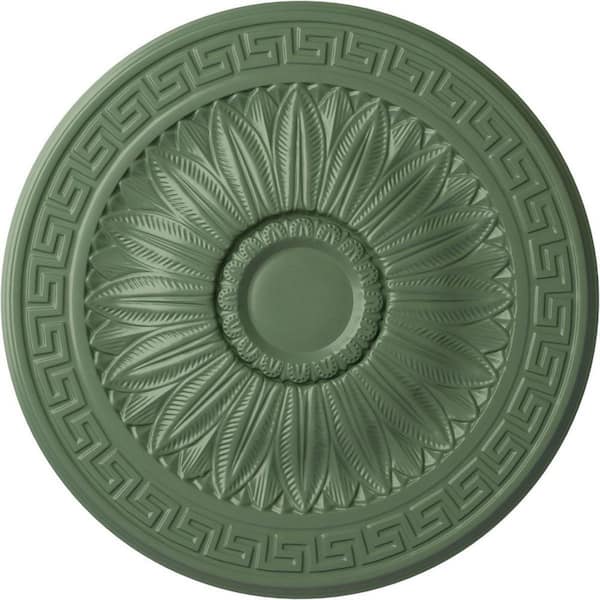 Ekena Millwork 20" x 1-3/8" Randee Urethane Ceiling (Fits Canopies upto 3-7/8"), Hand-Painted Athenian Green