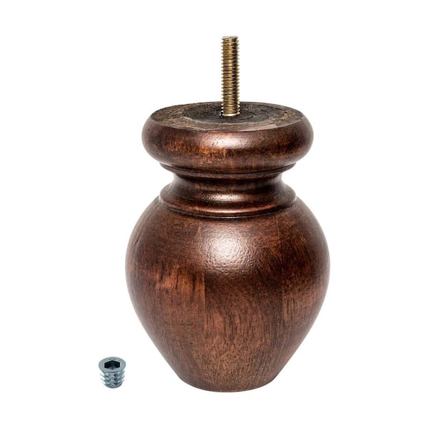 American Pro Decor 4-1/2 in. x 3-1/4 in. Stained Cherry Solid Hardwood Round Bun Foot