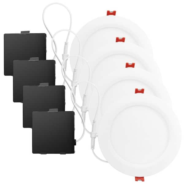 Globe Electric Ultra Slim Designer Series 6 in. White Integrated LED Recessed Kit (4-Pack)