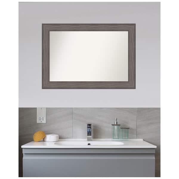 Amanti Art Medium Rectangle Distressed Brown Modern Mirror (25.25 in. H x 36.25 in. W)