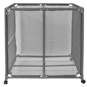 35 in. D x 25.4 in. W x 37.5 in. H Grey Metal Outdoor Storage Cabinet with Wheels for Pool