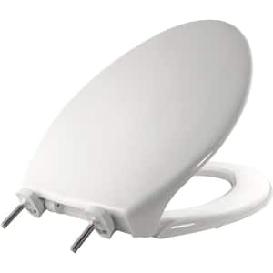 Hospitality Elongtated Commercial Plastic Closed Front Toilet Seat in White Never Loosens and DuraGuard