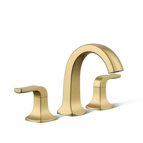 Rubicon 8 in. Widespread Double Handle High Arc Bathroom Faucet in Vibrant Brushed Moderne Brass