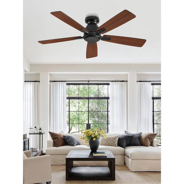 46 in. Indoor 6 Fan Speeds Ceiling Fan in Black with Remote Control / Quiet DC Motor for Living Room Bedroom Patio
