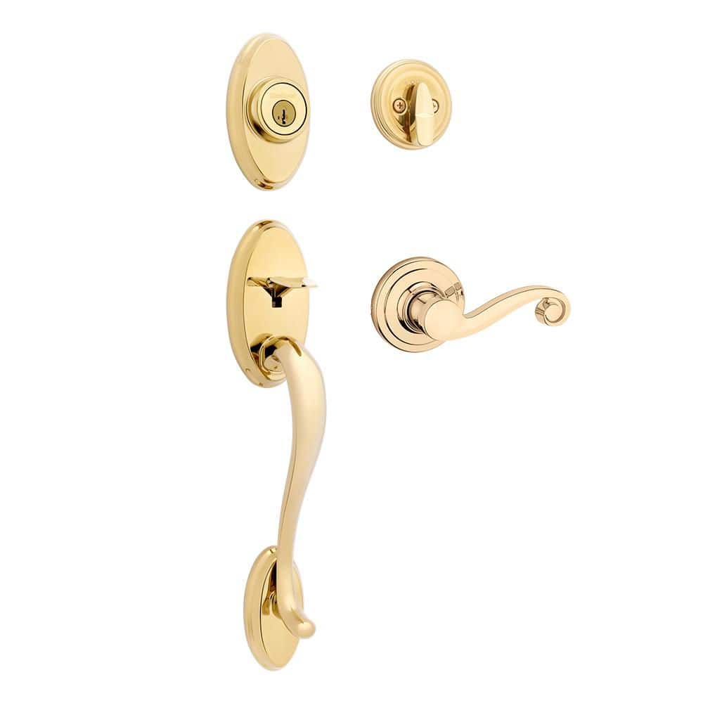 Shelburne Polished Brass Single Cylinder Keyed Entry Door Handleset with Lido Handle Featuring SmartKey Security price history on PriceWatchPro