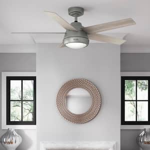 Burroughs 52 in. Matte Silver Ceiling Fan with LED Light Kit and Remote Included