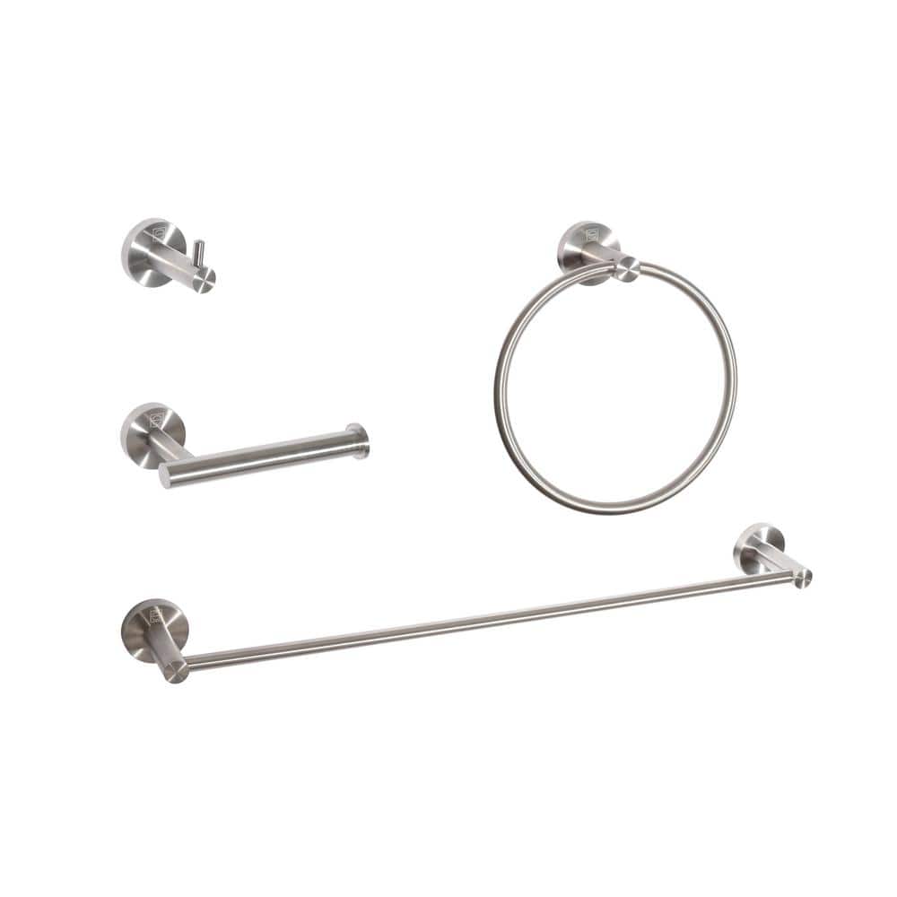 Timeless Home 4-Piece Bath Hardware Set with Mounting Hardware in Brushed N