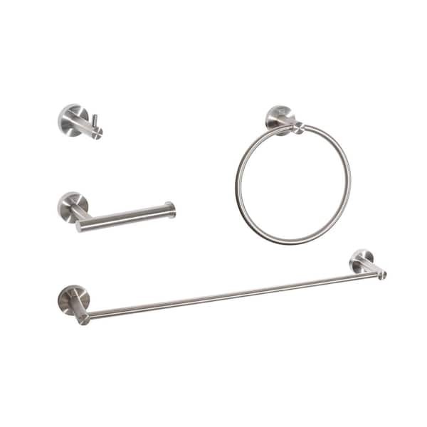 Timeless Home 4-Piece Bath Hardware Set with Mounting Hardware in Brushed Nickel