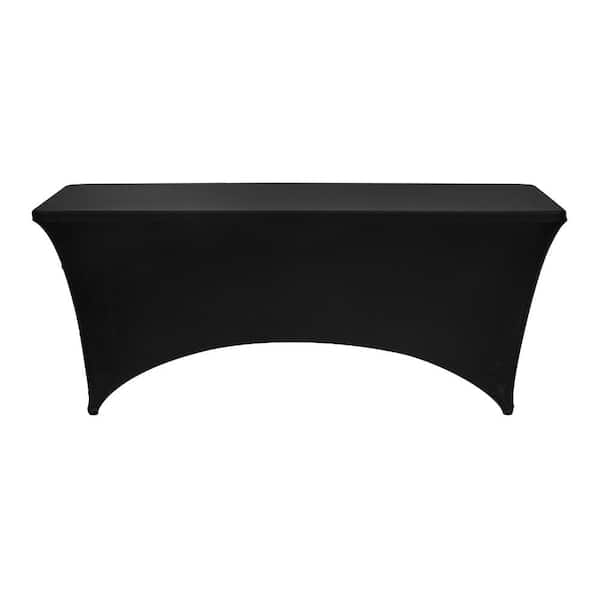 Fitted Tablecloth 3 Pack for 6 ft. Rectangle Tables, Stretch Spandex Table Covers, Washable, Black, for Events