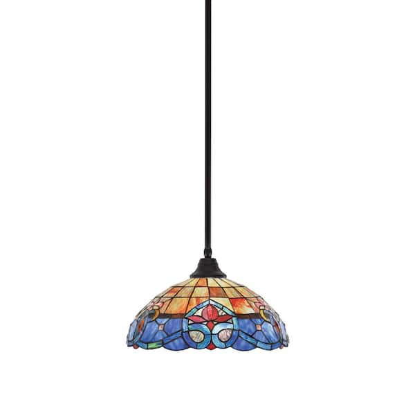 Unbranded Sparta 100-Watt 1-Light Espresso Stem Pendant Light with Sierra Art Glass and Light Bulb Not Included