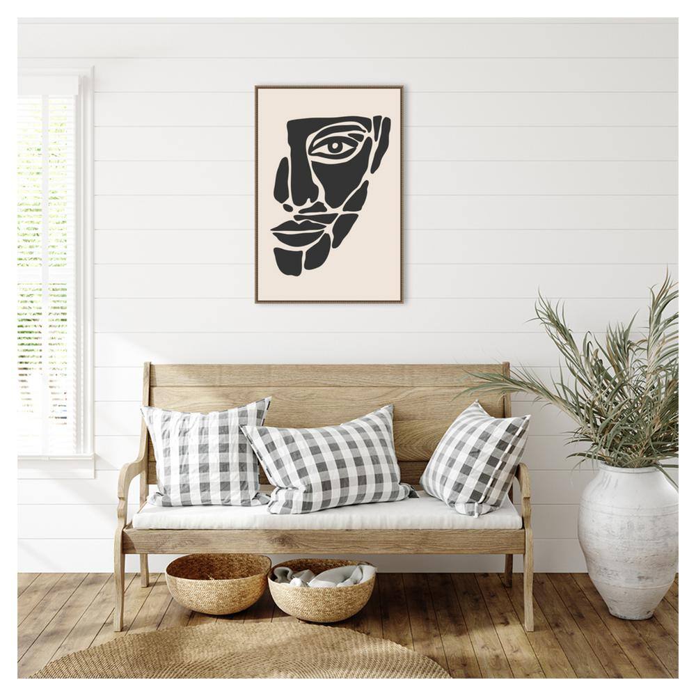 33"x23" Monochrome Abstract Face Beaded Canvas Art