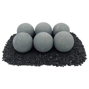 4 in. Cape Gray Lite Stone Fire Balls - Set of 6