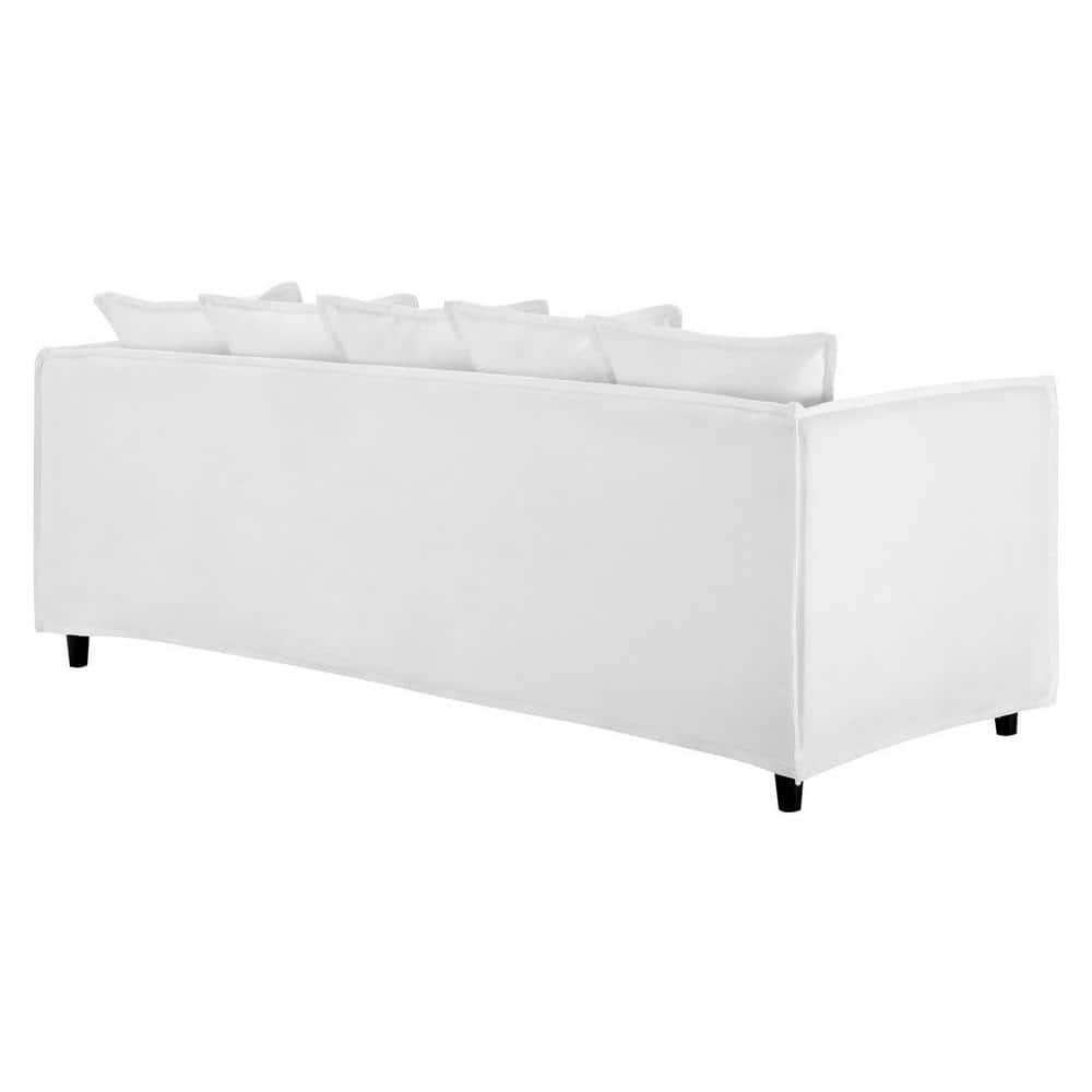 Avalon 75" White Slipcover Fabric Sofa with Dense Foam Padding