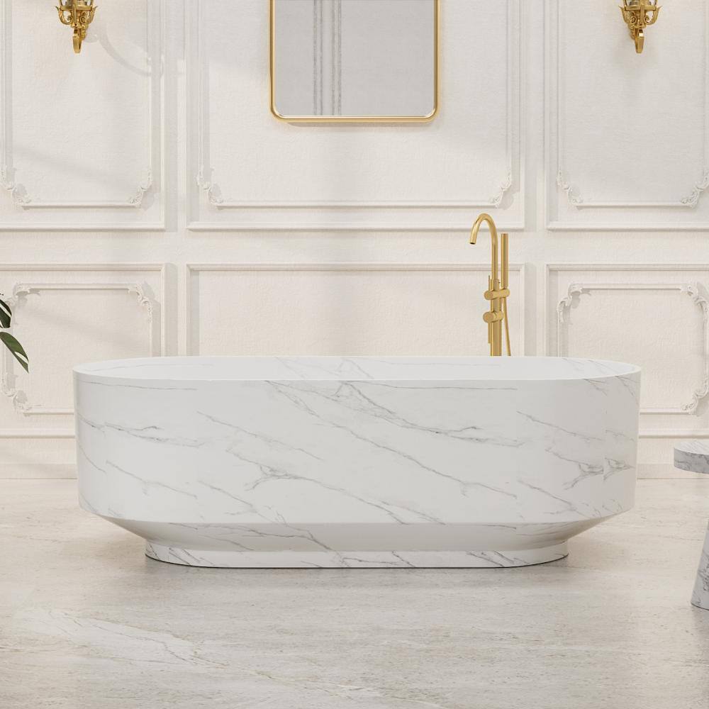 AURIN 67 in. Stone Resin Bathtub Solid Surface Bathtub with Elegant Rectangular Design in Natural Veining Stone Finish price history on PriceWatchPro