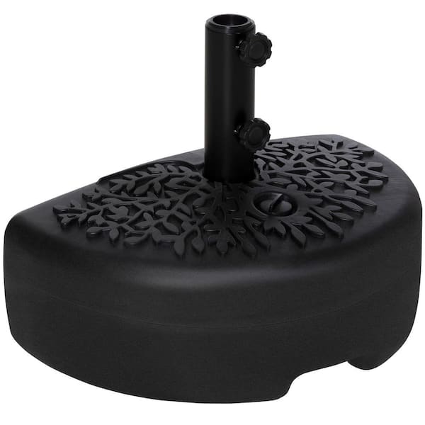 FORCLOVER Half Round Umbrella Stands Steel Patio Umbrella Base in Black