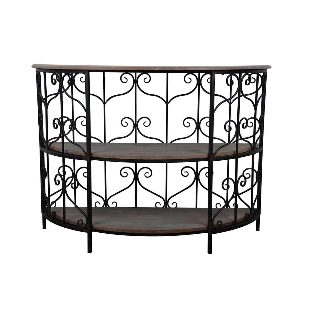 Cohen 17 in. Washed Pine/Bronze Standard Half Moon Metal Console Table with Storage price history on PriceWatchPro