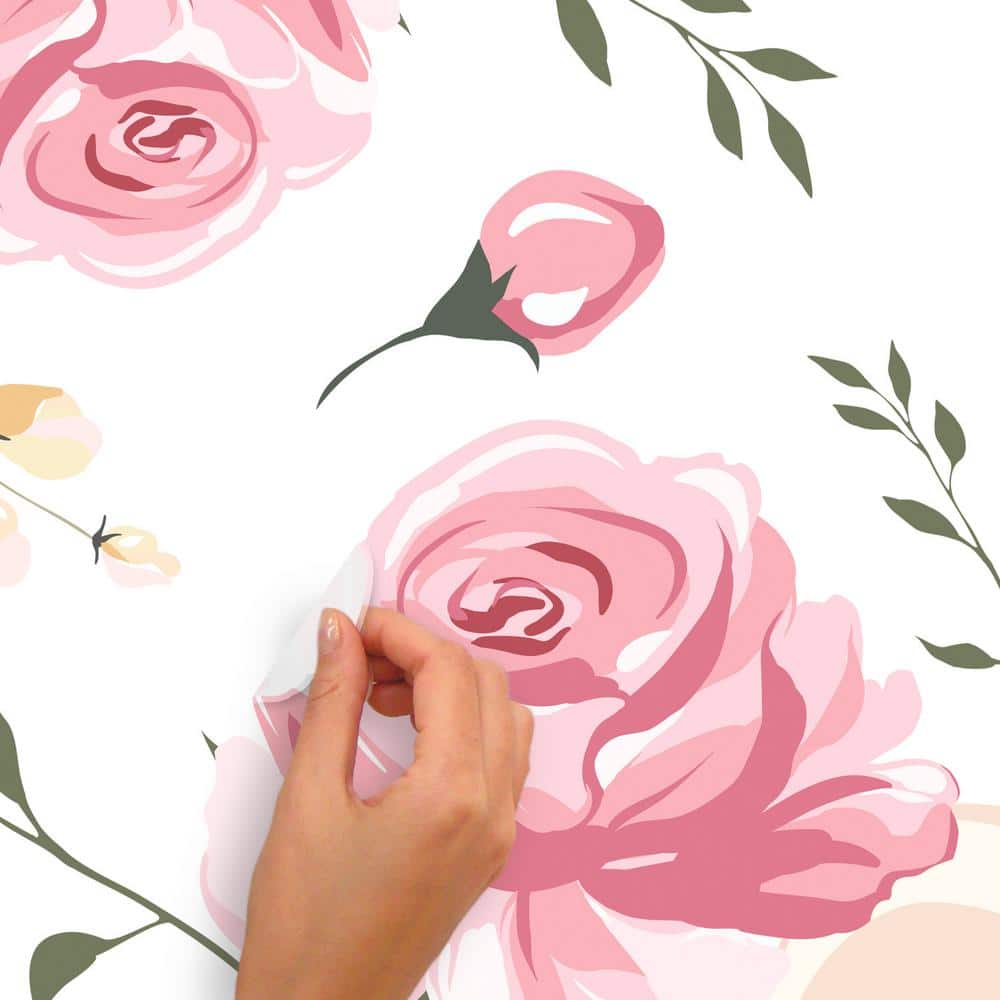 Pink and White Floral Peel and Stick Wall Decals