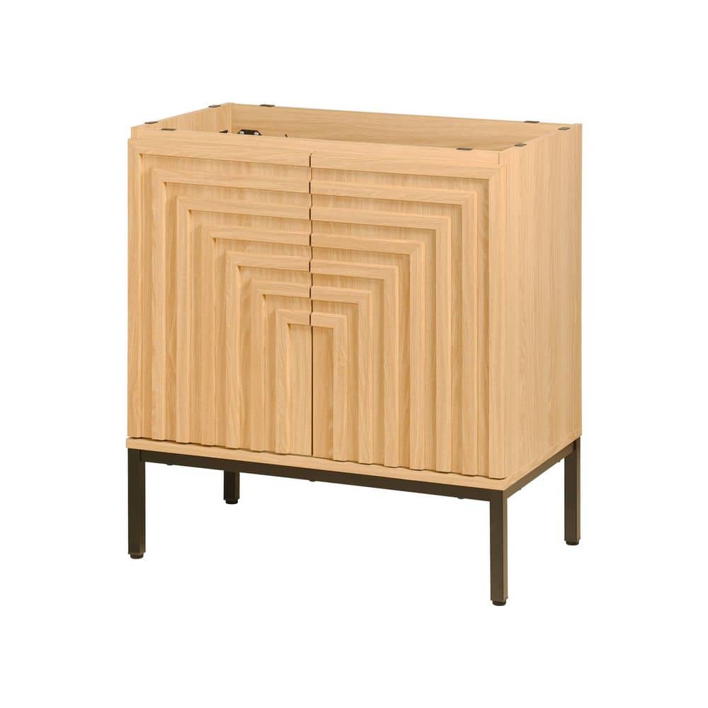 Rowan 30 in. W x 18 in. D x 33 in. H Geometric Modern Transitional 2-Shelf Bath Vanity Cabinet without Top in Oak price history on PriceWatchPro