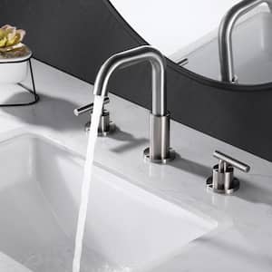 Boger Deck Mount 8 in. Widespread Double-Handle Bathroom Faucet in Brushed Nickel