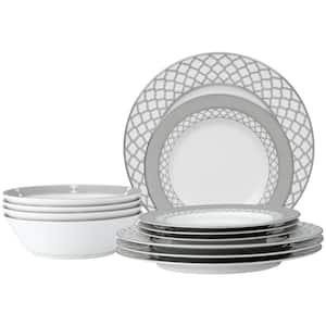 Eternal Palace 12-Piece (Platinum) Porcelain Dinnerware Set, Service for 4