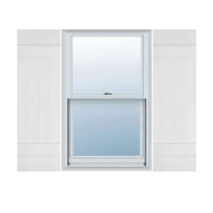 14 in. W x 47 in. H Vinyl Exterior Joined Board and Batten Shutters Pair in White