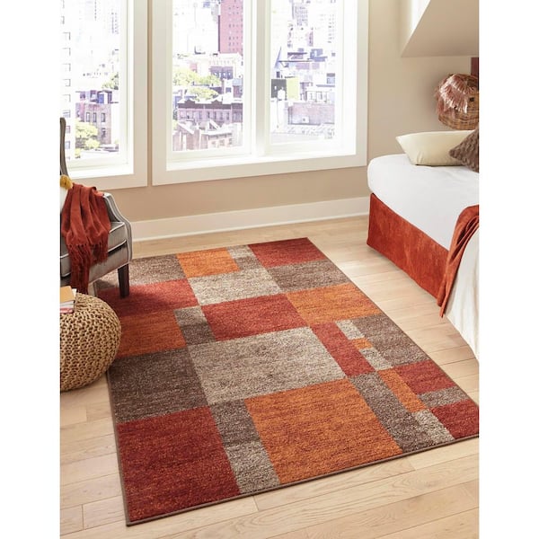 Unique Loom Plymouth Autumn Rug Terracotta/Burgundy 2' x 6' 1