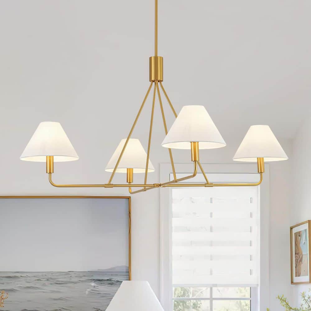 はち　ルカ40個 HUOKU Lenus 4-Light 44.9 in.W Aged Brass Cross Frame Chandelier