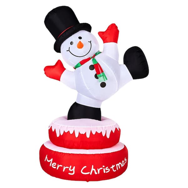 4.8 ft. x 2.7 ft. Lighted Large Rotating Snowman Christmas Inflatable with Motor