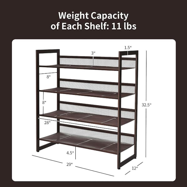 Shoe Rack Slanted Shelves Dimensions Costway H 16-Pair Shoe Rack