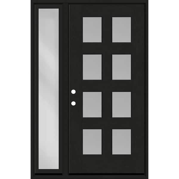 Regency 55 in. x 80 in. 8L Modern Clear Glass RHIS Onyx Stain Fiberglass Prehung Front Door with Clear 16 in. SL 4-9/16